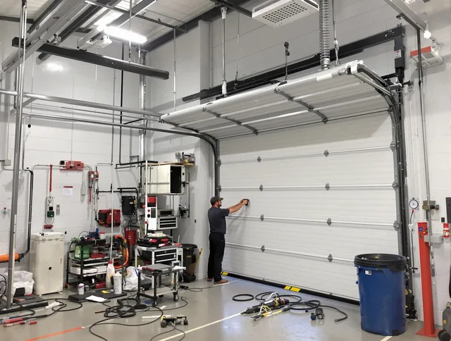 The Hammocks Garage Door Repair certified technician performing commercial door repair at a The Hammocks business facility